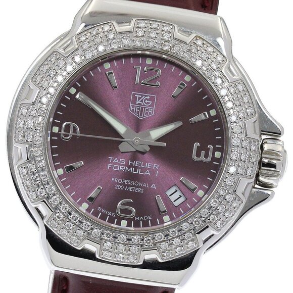 TAG HEUER Formula 1 WAC1219 date diamond bezel purple Dial Quartz Ladies_882594 - Picture 1 of 6